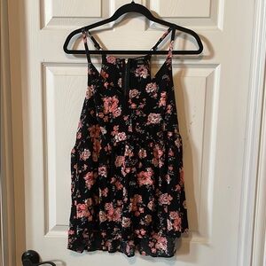 torrid Black Tank Top with Pink Floral Print